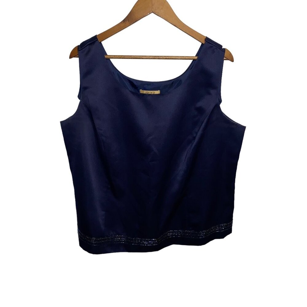 Kasper Vintage 20W Blue shimmering sleeveless blouse